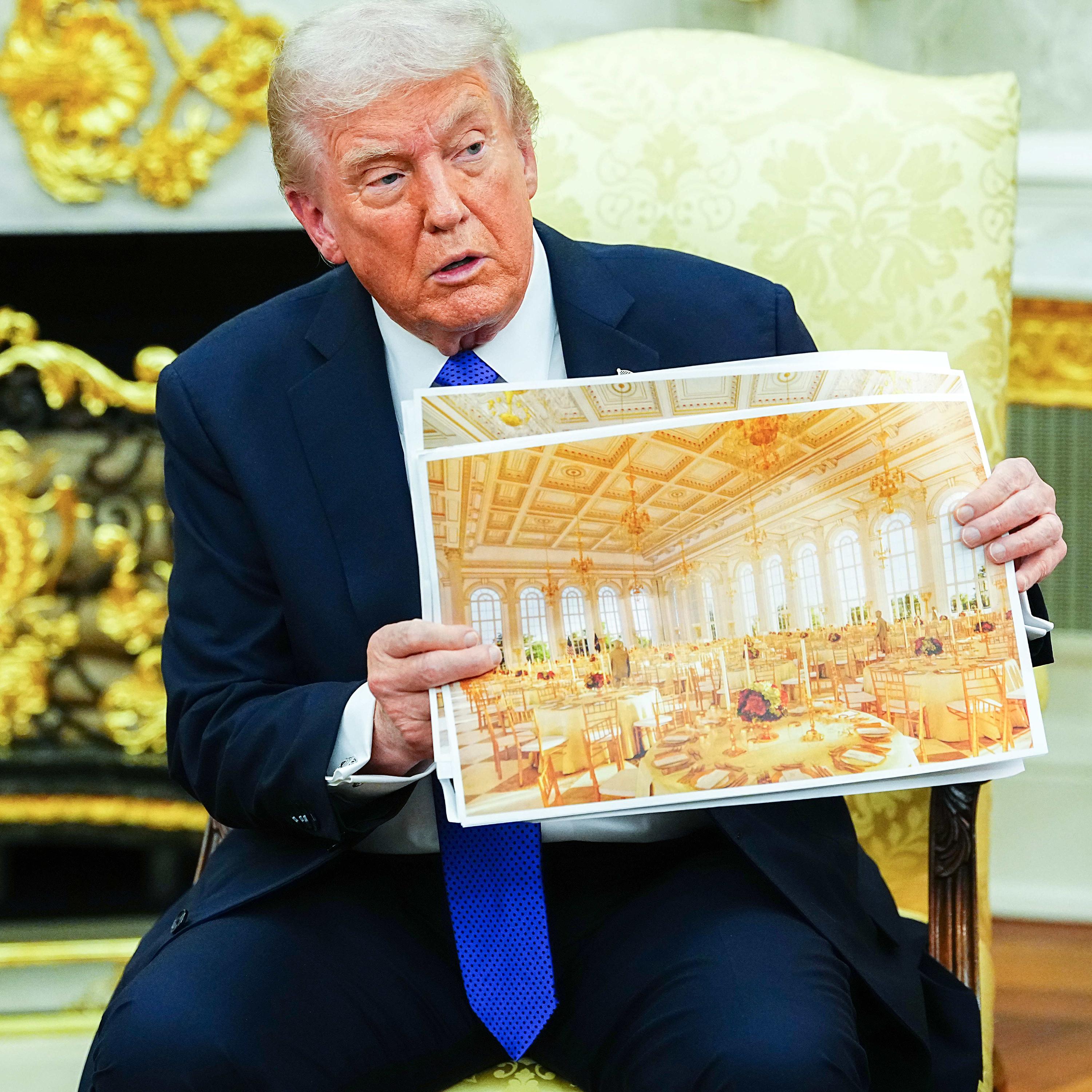 Thumbnail for "Trump’s Gilded White House Makeover Is All About Power". Thumbnail for "Trump’s Gilded White House Makeover Is All About Power".