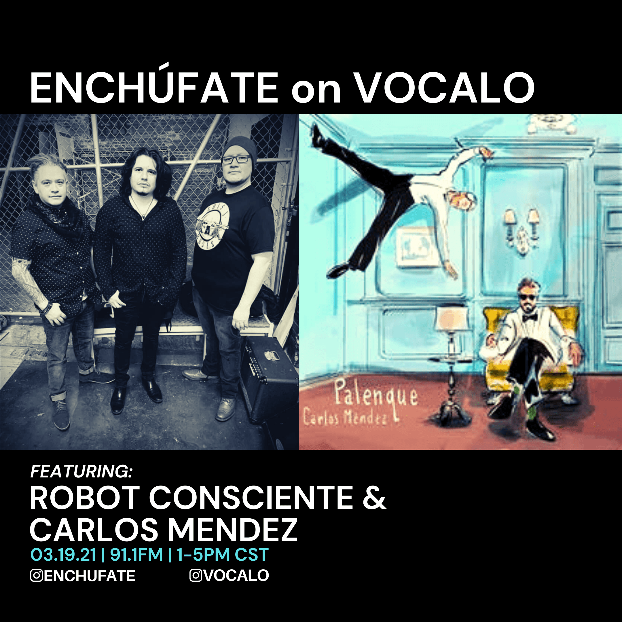 Thumbnail for "Jamming With The Sounds Of Robot Consciente & Carlos Mendez". Thumbnail for "Jamming With The Sounds Of Robot Consciente & Carlos Mendez".