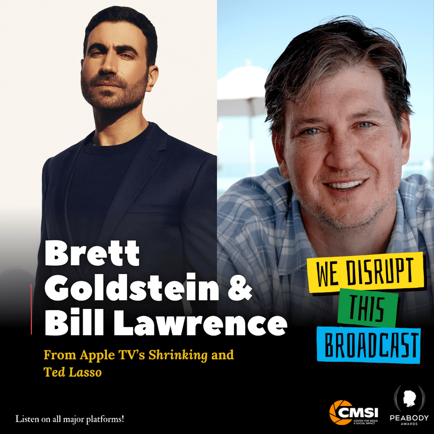 Thumbnail for "Shrinking/Ted Lasso: Bill Lawrence and Brett Goldstein on Masculinity, Mental Health, and Forgiveness". Thumbnail for "Shrinking/Ted Lasso: Bill Lawrence and Brett Goldstein on Masculinity, Mental Health, and Forgiveness".