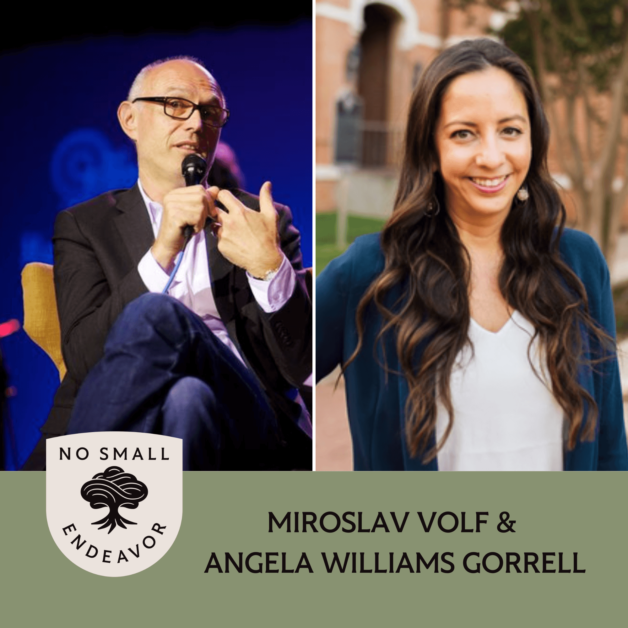 Thumbnail for "155: Angela Williams Gorrell and Miroslav Volf: On Joy and Sorrow (Best of NSE)". Thumbnail for "155: Angela Williams Gorrell and Miroslav Volf: On Joy and Sorrow (Best of NSE)".